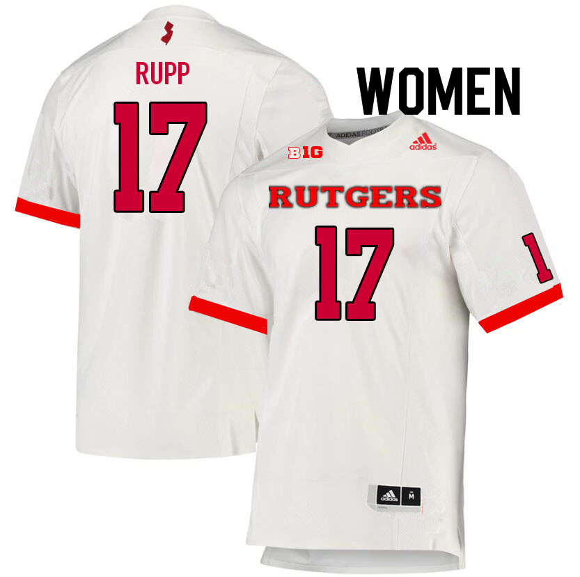 Women #17 Gavin Rupp Rutgers Scarlet Knights College Football Jerseys Sale-White - Click Image to Close